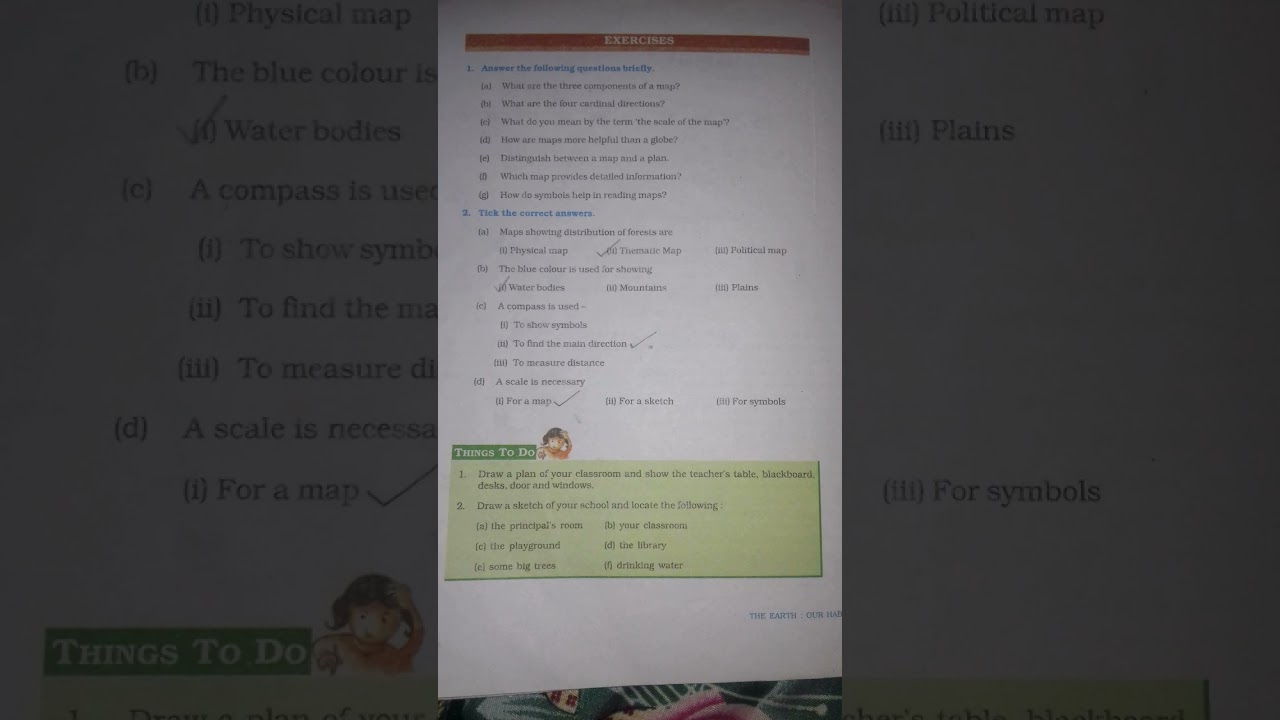 class 6th geography chapter 4 maps book exercise