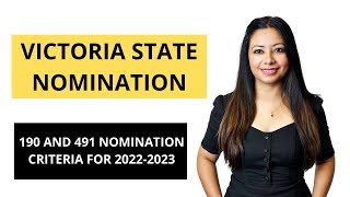 VICTORIA STATE NOMINATION CRITERIA FOR 2022-2023- 190 AND 491 VISA
