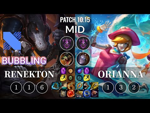 DRX Bubbling Renekton vs Orianna Mid - KR Patch 10.15