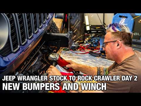 Jeep Wrangler Build Stock to Rock Crawler Day 2 - New Bumpers and Winch