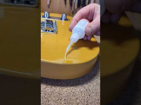 Touch up finish repair on a butterscotch Fender Tele. #luthier #guitarrepair #luthiery #guitar