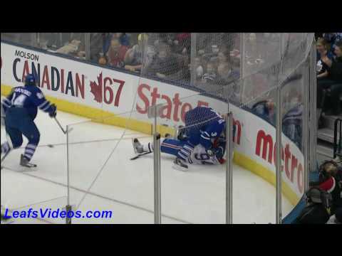 MTL 0 @ TOR 0 - Garnett Exelby & Dion Phaneuf Hits - 100320