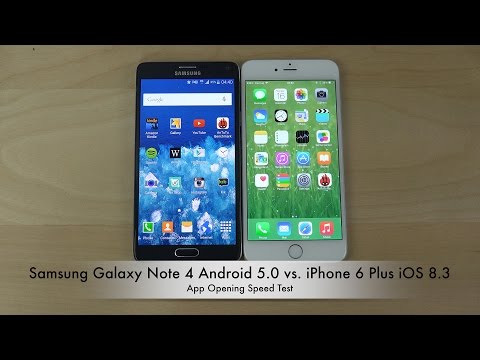 Samsung Galaxy Note 4 Android 5.0 Lollipop vs. iPhone 6 Plus iOS 8.3 - App Opening Speed Test (4K)