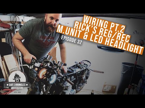 CB750 Cafe Racer Build E32: Wiring Part 2: Rick's Reg/Rec, LED Headlight, turn signals & M.Unit