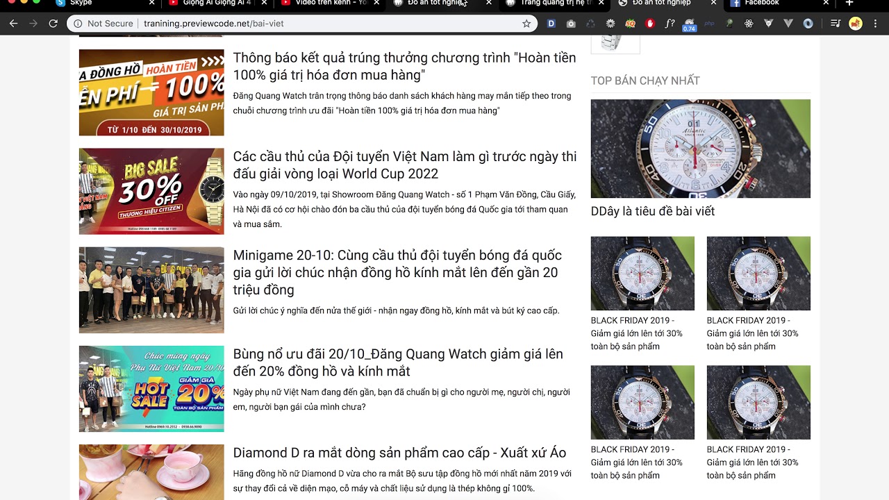 [Seri] - Website đồng hồ - Hiển thị bài viết nổi bật phần bài viết