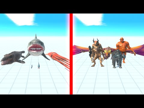 AQUATICS Team vs FANTASY Team - Animal Revolt Battle Simulator ARBS