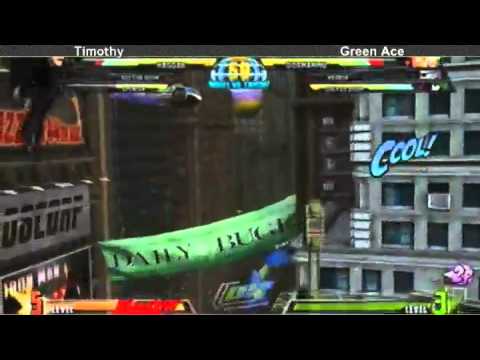 4-25-11 Timothy (Spencer/Doom/Haggar) vs Green Ace (Wesker/Dormammu/Doom) 2 - MvC3