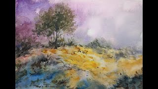 Could You Paint a Fantasy World This Simple and Beautiful? 🎨✨ | Easy Watercolor Landscape Tutorial