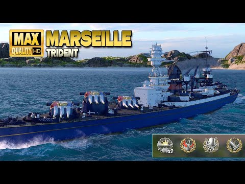 Cruiser Marseille: Nice turnaround on map Trident - World of Warships