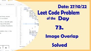 YouTube video '835 || Image Overlap || C++ || Leetcode Daily Challenge'