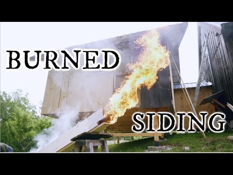 Burned board and batten siding. Yakisugi (焼杉) Yakimatsu (焼松)