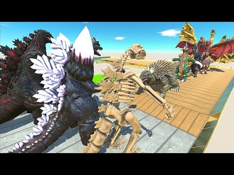 X3 Godzilla Death Run vs Ghidorah - Animal Revolt Battle Simulator