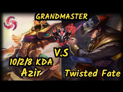 Abbedagge (AZIR) vs TWISTED FATE - 10/2/8 KDA MID GAMEPLAY - EUW Ranked GRANDMASTER