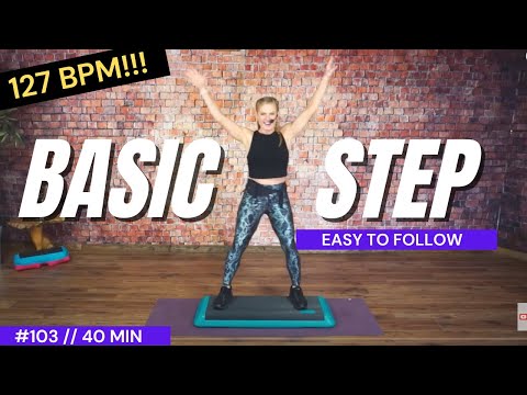 BASIC STEP AEROBICS WORKOUT // FAT BURNING CARDIO STEP // EASY TO FOLLOW 127 BPM!!