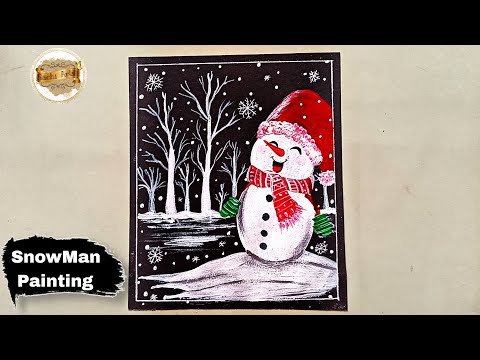 Snow Man Painting Tutorial For Beginner | Christmas special Snowman Painting Easy | Acrylic Painting