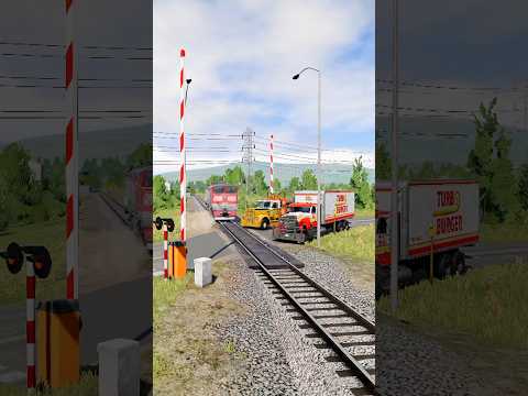 Railroad Crossing, Container Trucks vs Train Crash #shorts #cars #train #railroad #trainaccident