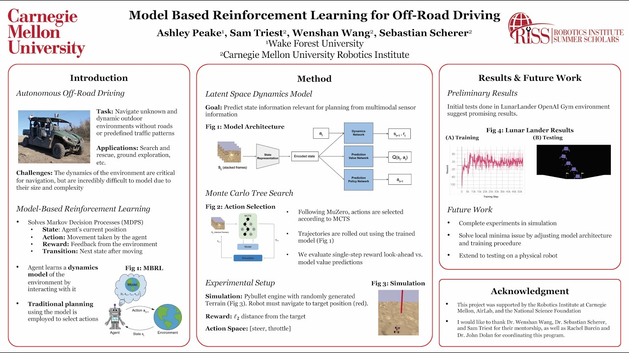 Model-Based Reinforcement Learning for Off-Road Navigation: RI Summer Scholar Ashley Peake