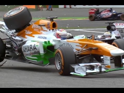 Formula 1 2013 Belgian Grand Prix Crash Paul di Resta Force Indian