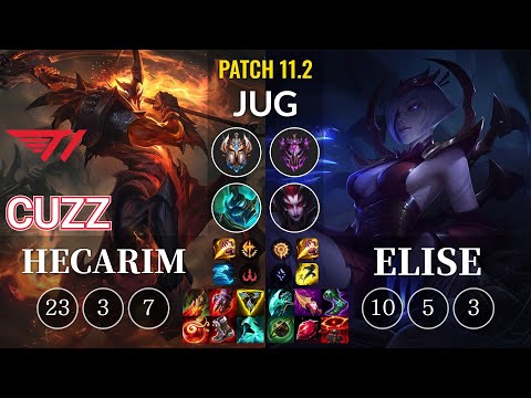 T1 Cuzz Hecarim vs Elise Jungle - KR Patch 11.2