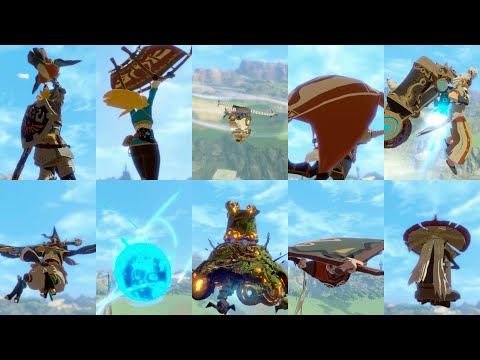 All Characters Paragliding Animation (Including All DLC) - Hyrule Warriors Age of Calamity