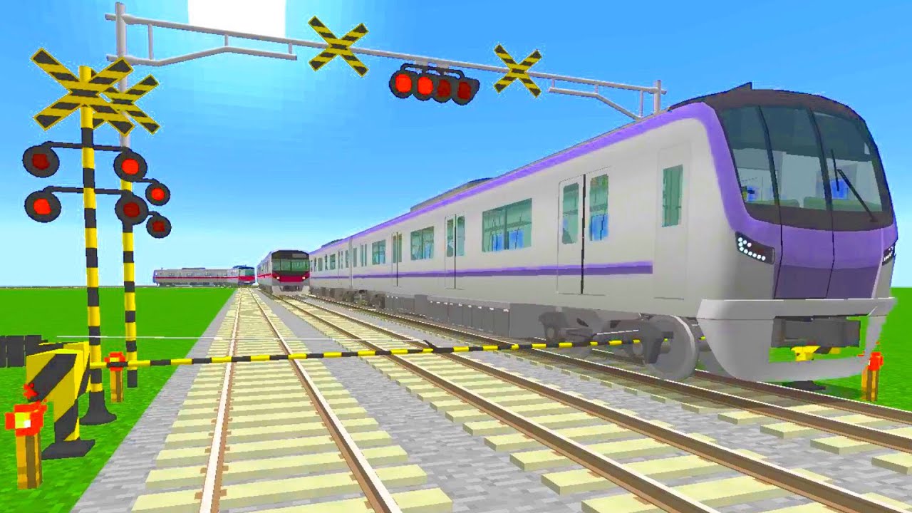 Railway Trains  Railroad Crossing Minecraft【踏切アニメ】