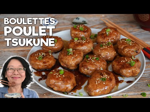 Japanese Chicken Meatballs (Soucounés) with Teriyaki Sauce and Miso Soup