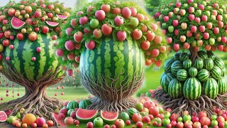 A quick and easy method for growing and planting hybrid apple and watermelon fruit trees #gardening
