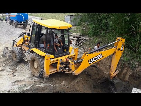 JCB Backhoe 3DX Working For New Bridge Construction