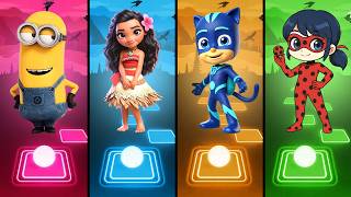 Minion 🆚 Moana 🆚 Catboy 🆚 Ladybug  Ultimate Color Tile Battle! 🎵🔥