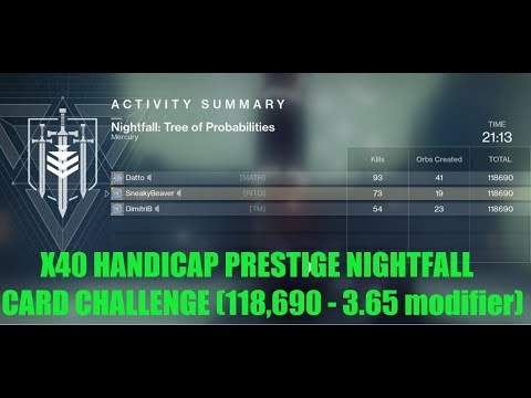 Destiny 2 - Prestige nightfall Tree of Probabilities x40 Handicap (118690 high score)