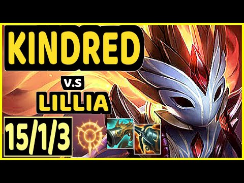 KINDRED vs LILLIA - QUADRAKILL 15/1/3 KDA JUNGLE GAMEPLAY - NA Ranked GRANDMASTER