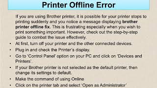 Steps to Solve Brother Printer Offline Problem