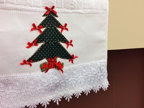 Programa Arte Brasil - 27/10/2015 - Deize Costa - Toalha de Lavabo com Aplicação de Pinheiro