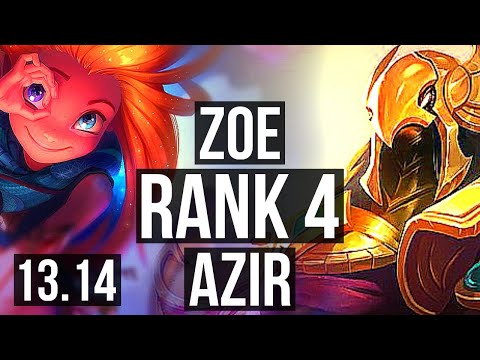 ZOE vs AZIR (MID) | 10/0/11, Rank 1 Zoe, Rank 4, Legendary | NA Challenger | 13.14
