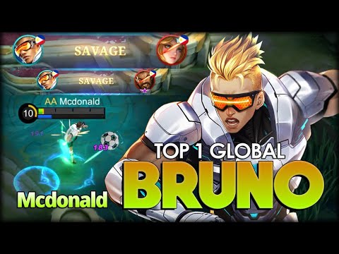 SAVAGE!! Brutal Ball Damage! Mcdonald Top 1 Global Bruno - Mobile Legends: Bang Bang