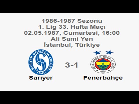 Sarıyer 3-1 Fenerbahçe [HD] 02.05.1987 - 1986-1987 Turkish 1st League Matchday 33 (Only 3rd Goal)