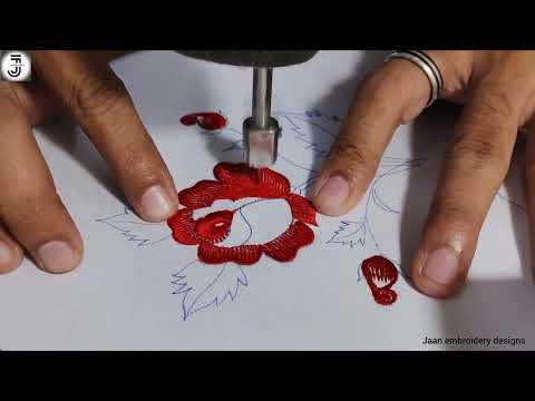 Simple Rose Embroidery Design on Zig-Zag Machine | Beginner Friendly