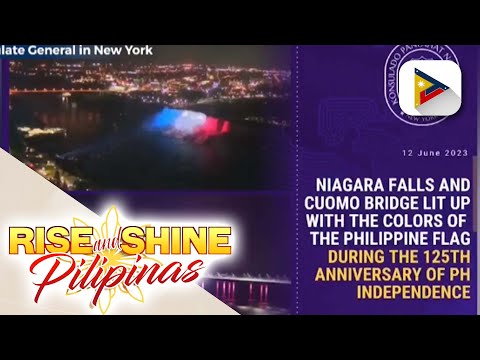 Niagara Falls sa Canada at Mario M. Cuomo Bridge sa New York City, pinailawan ng mga kulay ng…