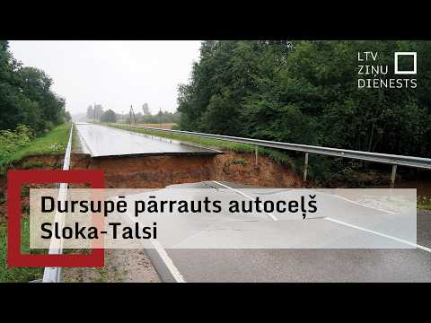 Pēc intensīvajām lietavām Talsu novadā izskaloti vietējie ceļi; slēdz autoceļa Sloka-Talsi posmu