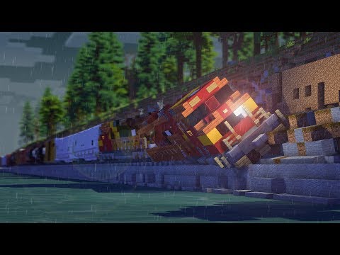 CraftyFoxe - Mudslide Minecraft Freight Train Crash Animation