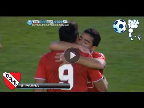 Gol de Parra. Independiente 1 - Sarmiento 1. Fecha 9. Primera B Nacional 2013. Fútbol Para Todos.
