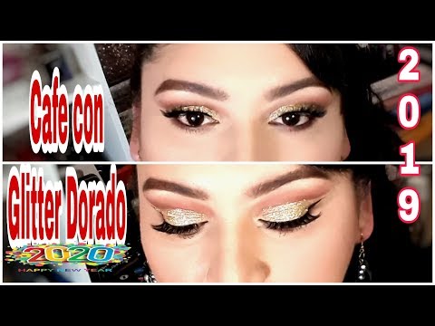 Maquillaje cafe con Glitter Dorado 😍 Ideal para año nuevo 😉🎉🍾🎊