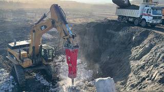 Cat 365C Excavator Working With Brand New 7 Ton Hydraulic Hammer - Labrianidis Demolitions 4k
