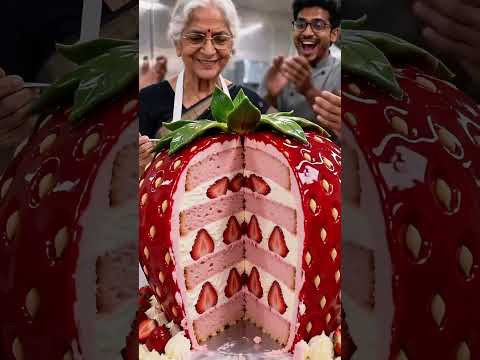 Dadi Ka Crazy Giant Strawberry Cake! 😱🍓 #shorts