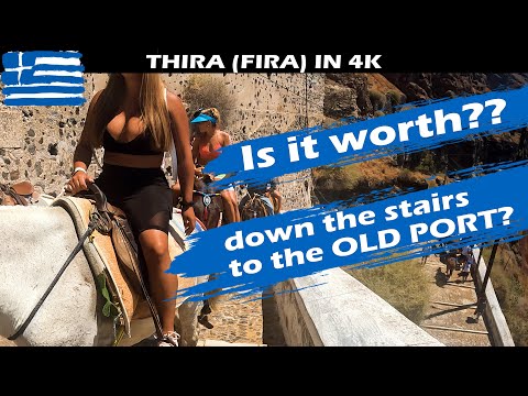 Is It Worth Going Down Stairs To The Old Port In Thira (Fira)❓ Santorini Greece 2022 in 4K❗