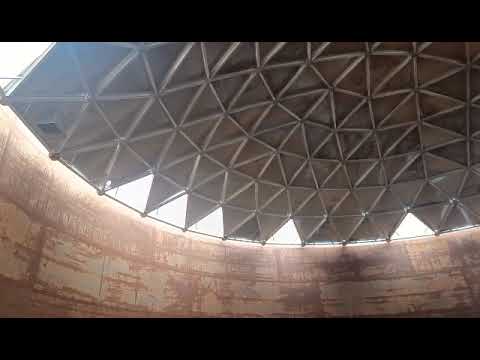 Dome roof installation, manual jacking in process