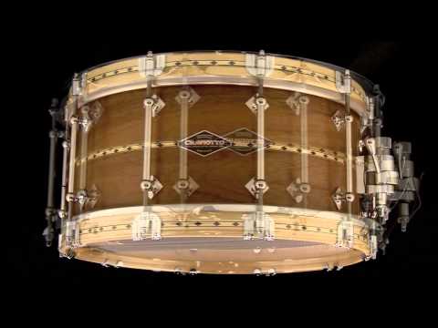 Craviotto 14 x 6.5 Custom Shop Walnut Snare Drum w/ Maple Inlay (Wood & Metal Hoops) - 360