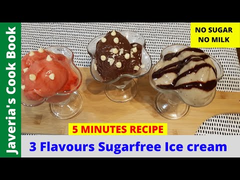 3 flavours Sugar free Ice cream | How to make ice cream without Sugar and Milk | Javeria's Cook Book