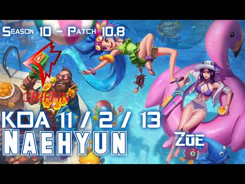 GRF Naehyun ZOE vs RUMBLE Mid - Patch 10.8 KR Ranked