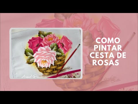 Pintura em tecido - cesta de rosas